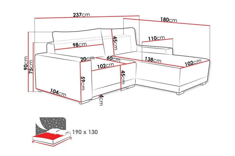 Denegal 3-sits Hörnsoffa - Möbler - Vardagsrum - Soffor - Hörnsoffor