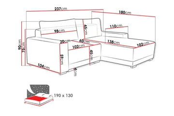 Denegal 3-sits Hörnsoffa - Möbler - Vardagsrum - Bäddsoffor - Bäddsoffa divan