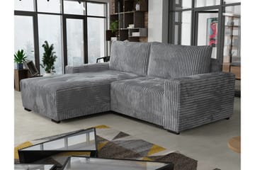Denegal 3-sits Vänstervänd Divansoffa 237 cm med Förvaring i Sammet - Grå - Möbler - Vardagsrum - Soffor - Divansoffa & schäslong