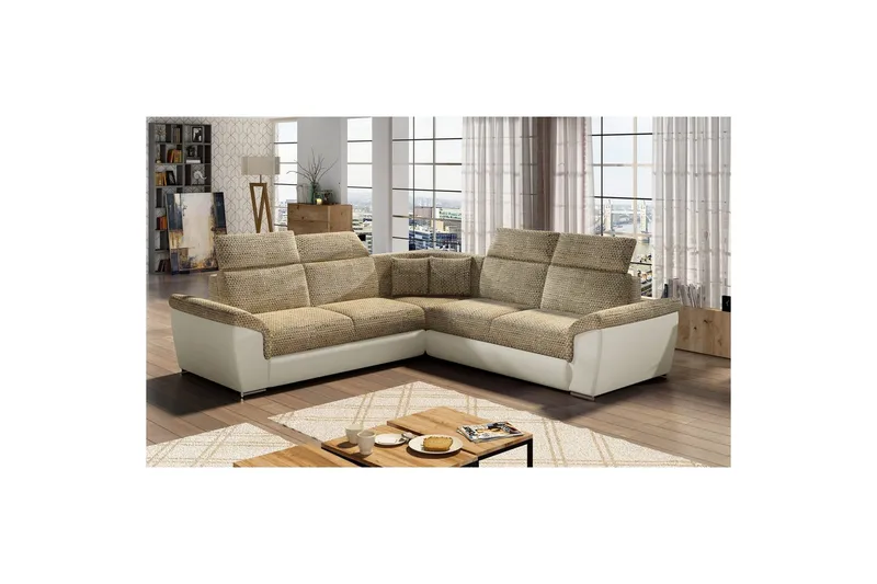 Hörnsoffa Eltap Federico 266x102x266 cm, Berlin 03, Mjuk 33, Beige, Universell
