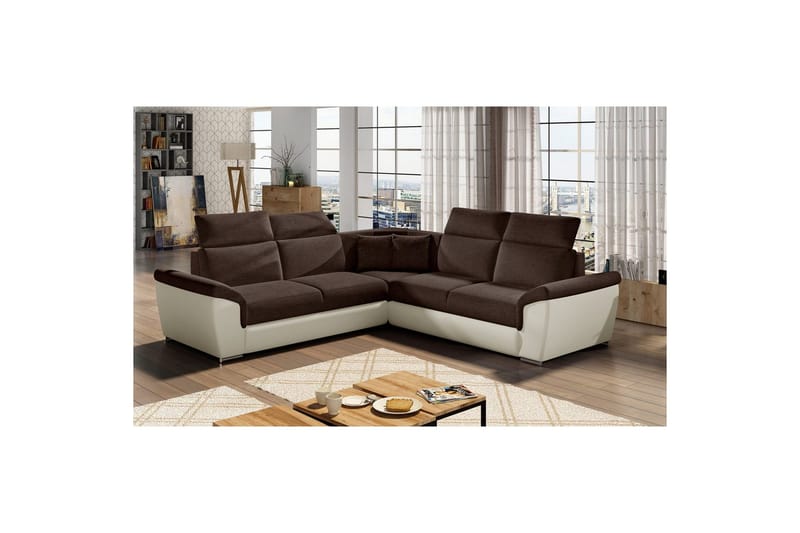 Hörnsoffa Eltap Federico 266x102x266 cm - Sawana 26, Soft 33, Brun, Universell - Möbler - Vardagsrum - Soffor - Skinnsoffor