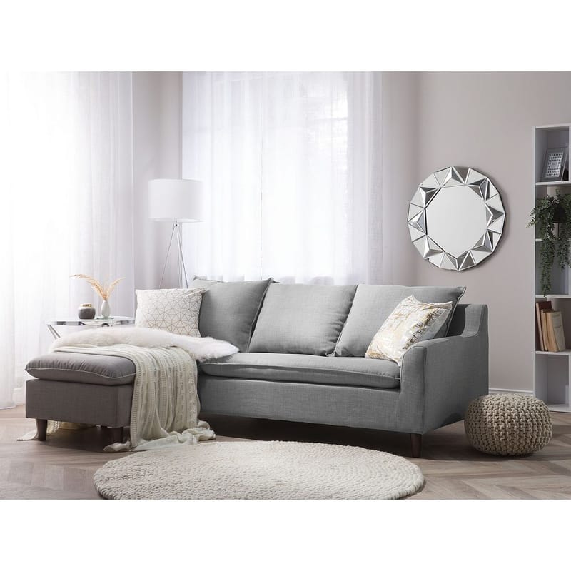 Hörnsoffa Elvenes - Grå, mörkt trä/Högervänd - Möbler - Vardagsrum - Soffor - Hörnsoffor