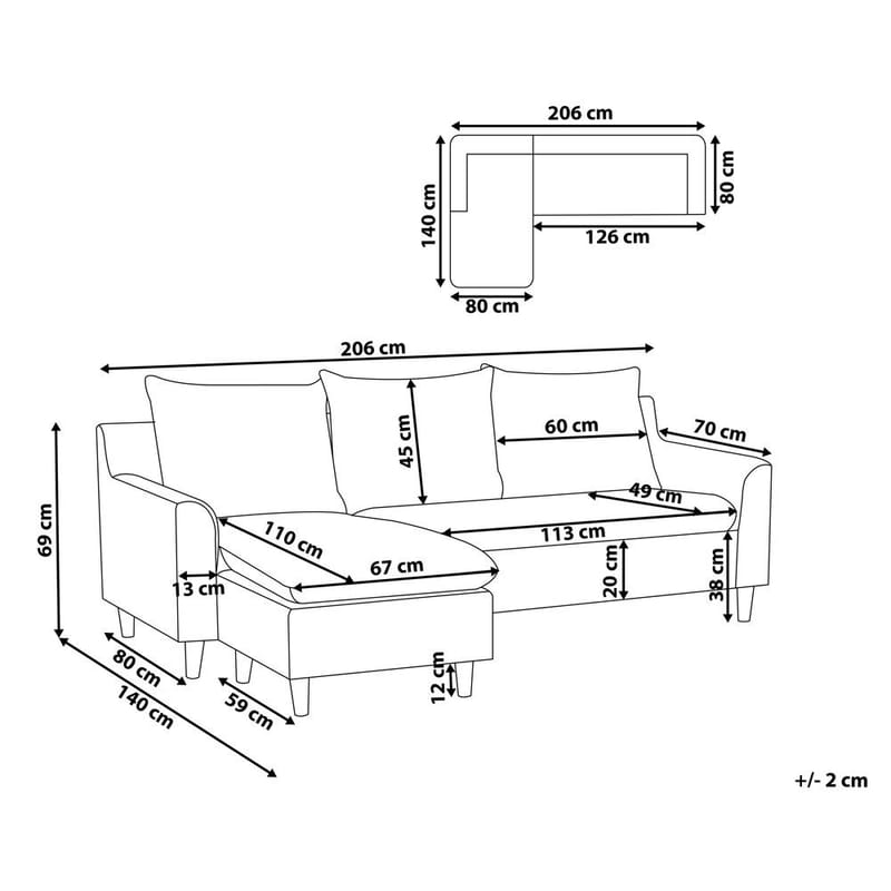 Hörnsoffa Elvenes - Grå, mörkt trä/Högervänd - Möbler - Vardagsrum - Soffor - Hörnsoffor