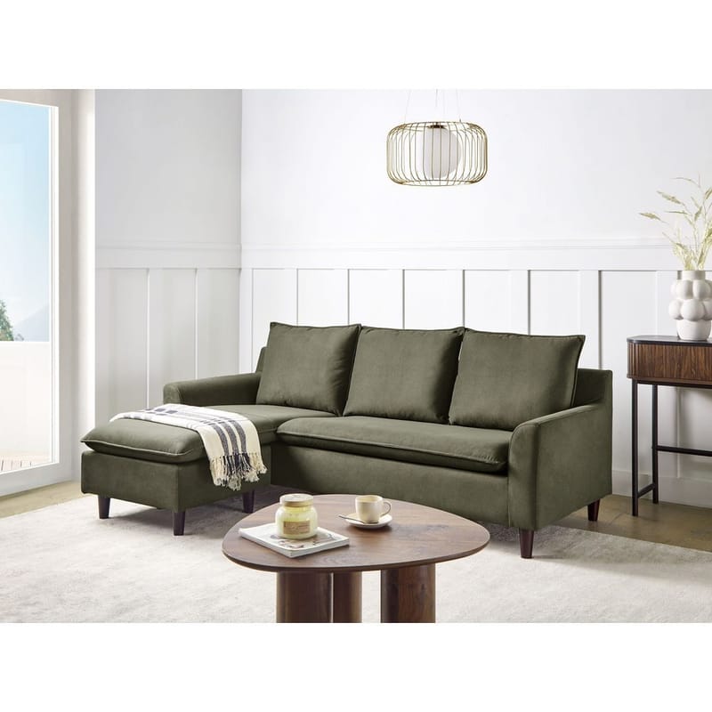 Hörnsoffa Elvenes - Grönt, mörkt trä/Högervänd - Möbler - Vardagsrum - Soffor - Hörnsoffor