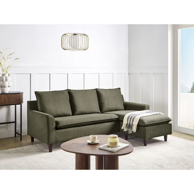 Hörnsoffa Elvenes - Grönt, mörkt trä/Vänstervänd - Möbler - Vardagsrum - Soffor - Hörnsoffor