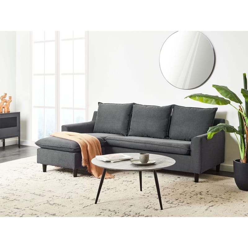 Hörnsoffa Elvenes - Mörkgrå, mörkt trä/Högervänd - Möbler - Vardagsrum - Soffor - Hörnsoffor