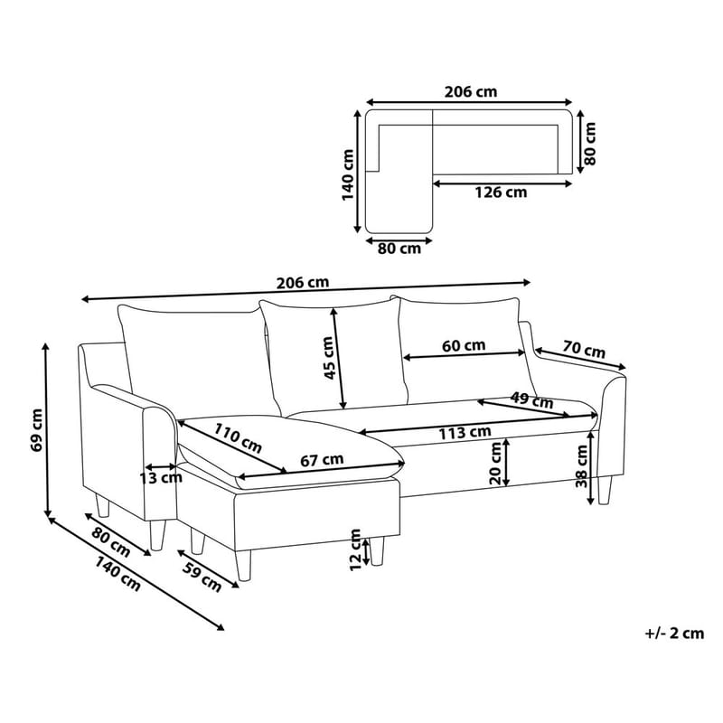 Hörnsoffa Elvenes - Mörkgrå, mörkt trä/Högervänd - Möbler - Vardagsrum - Soffor - Hörnsoffor
