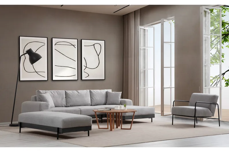 Eti Hörnsoffa 3-sits - Grå - Möbler - Vardagsrum - Soffor - Divansoffa & schäslong