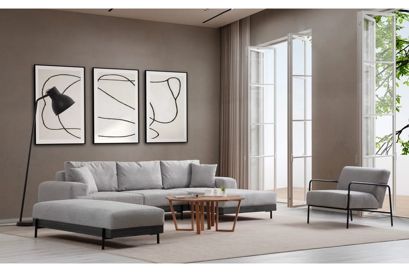 Eti Hörnsoffa 3-sits - Grå - Möbler - Vardagsrum - Soffor - Divansoffa & schäslong