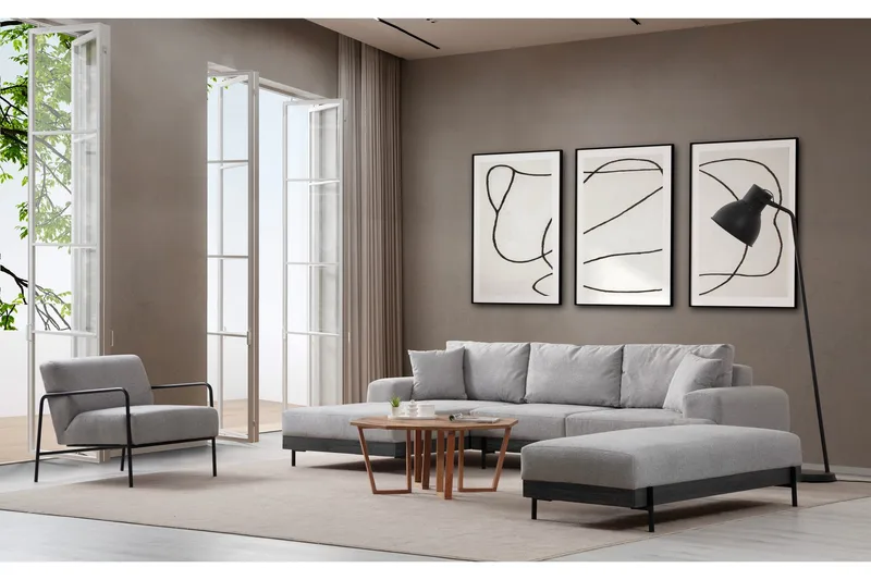 Eti Hörnsoffa 3-sits - Grå - Möbler - Vardagsrum - Soffor - Divansoffa & schäslong