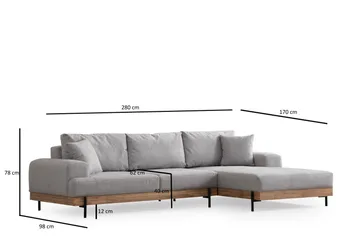Eti Hörnsoffa 3-sits - Grå - Möbler - Vardagsrum - Soffor - Divansoffa & schäslong