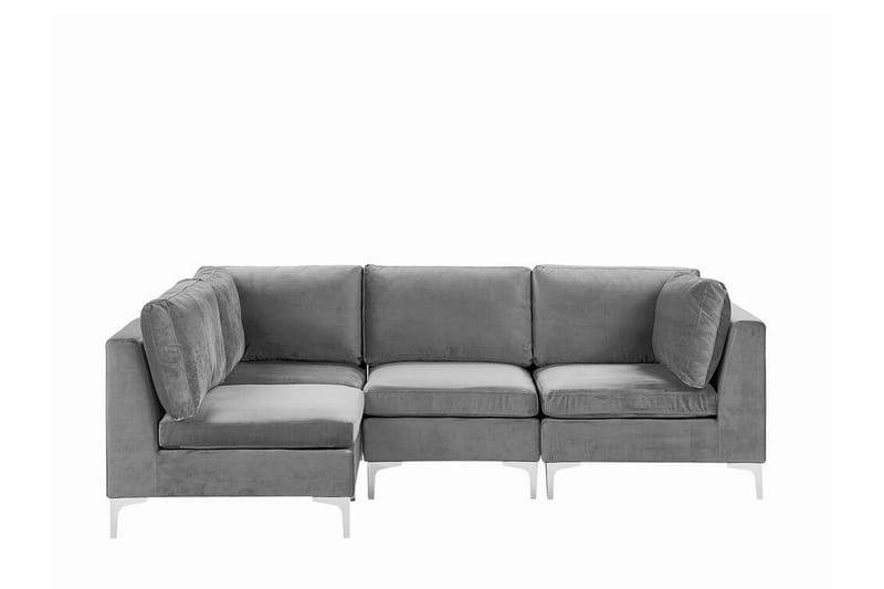 Evja 4-sits Höger L-formad Hörnsoffa med Divan 255 cm i Sammet, Grå