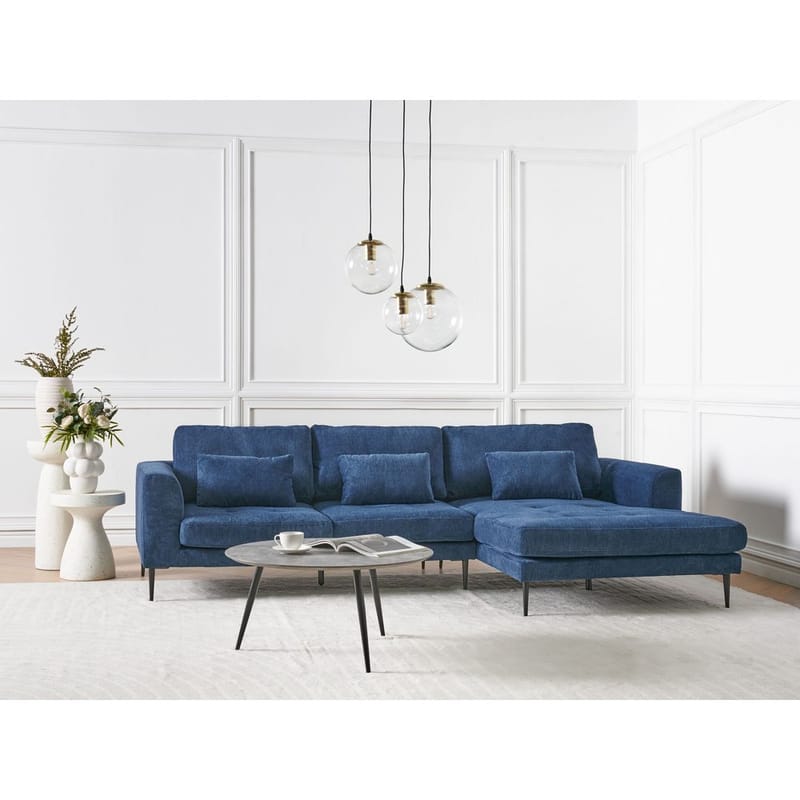 Hörnsoffa Flam - Blå, Svart/Vänstervänd/Polyester - Möbler - Vardagsrum - Soffor - Hörnsoffor