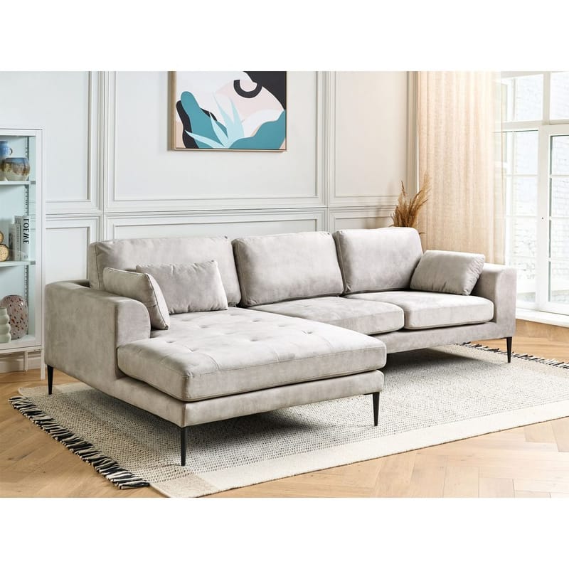 Hörnsoffa Flam - Grå, svart/Högervänd/Sammet - Möbler - Vardagsrum - Soffor - Hörnsoffor