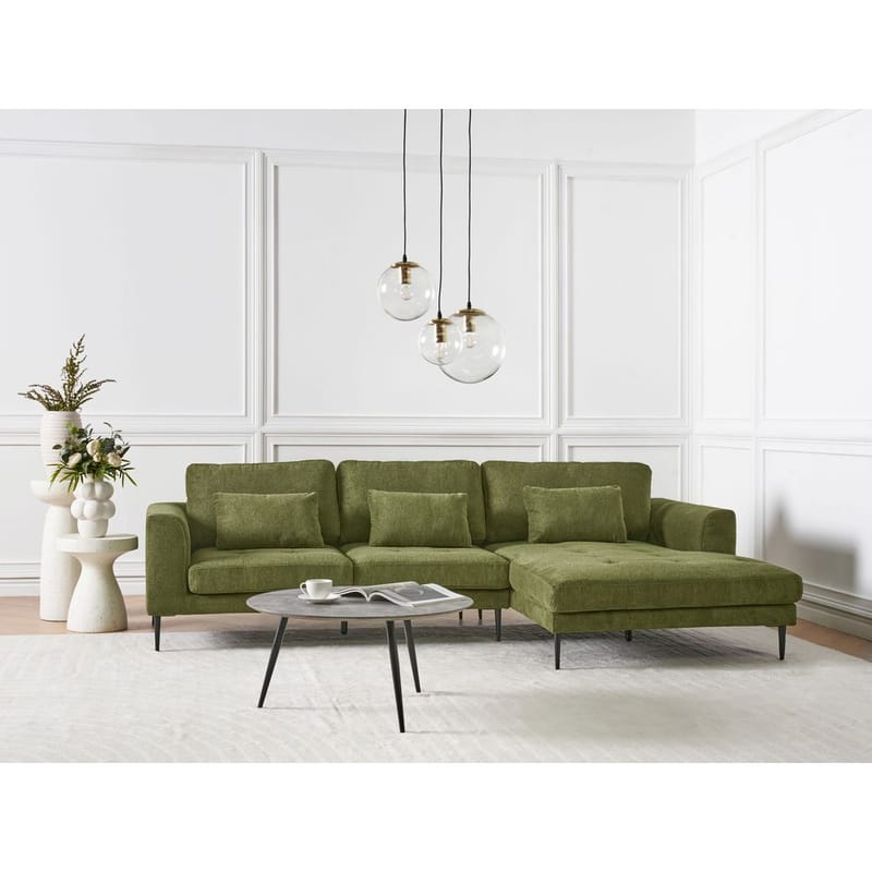 Hörnsoffa Flam - Grön, Svart/Vänstervänd/Polyester - Möbler - Vardagsrum - Soffor - Hörnsoffor