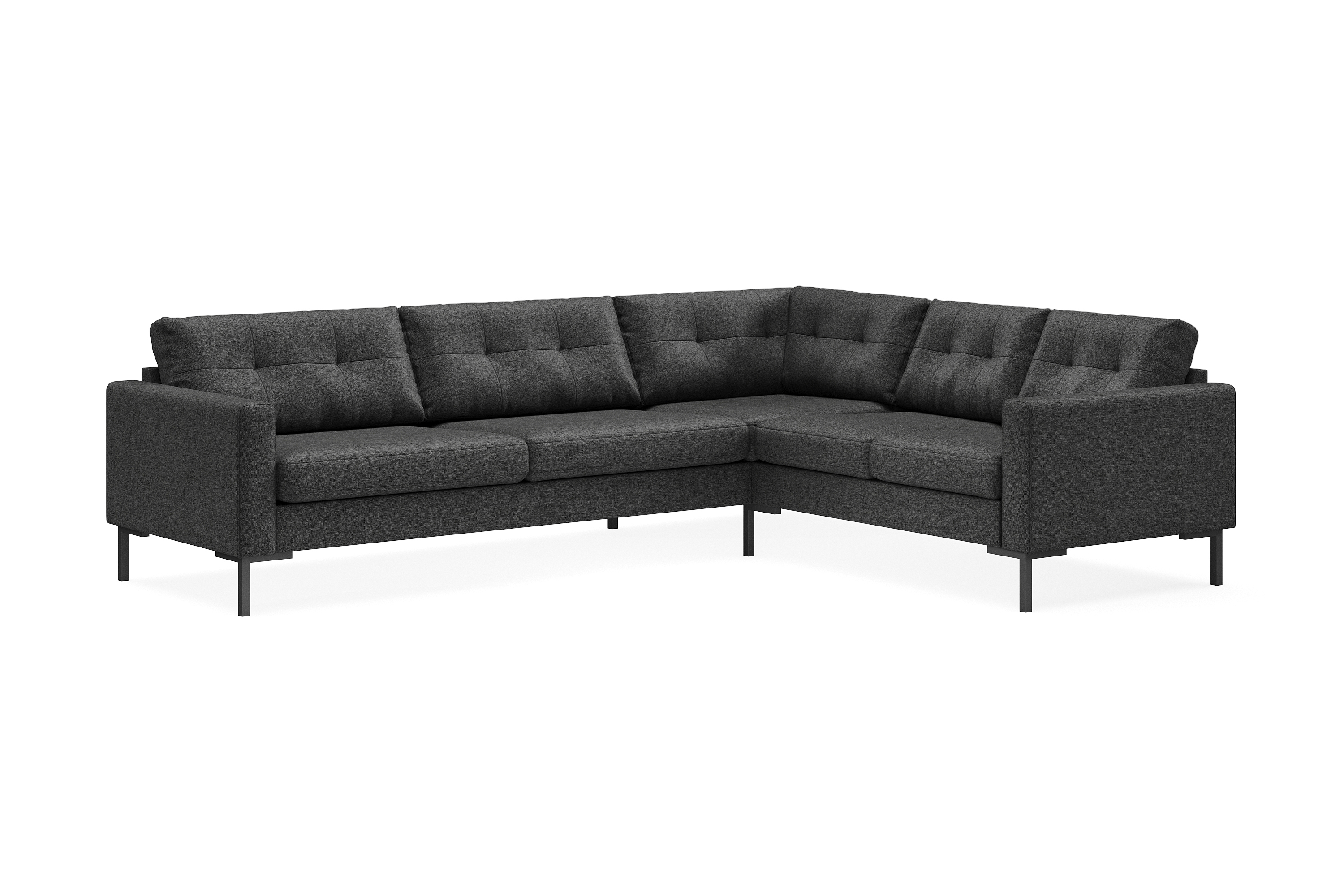 frillestad 5-sits högervänd l-formad hörnsoffa i tyg - mörkgrå