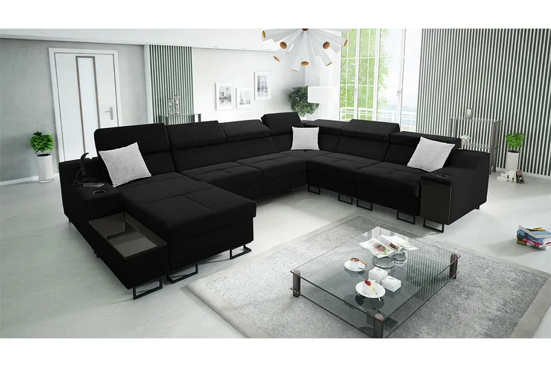 Galbally 5-sits Hörnsoffa Black - Möbler - Vardagsrum - Bäddsoffor - Hörnbäddsoffa