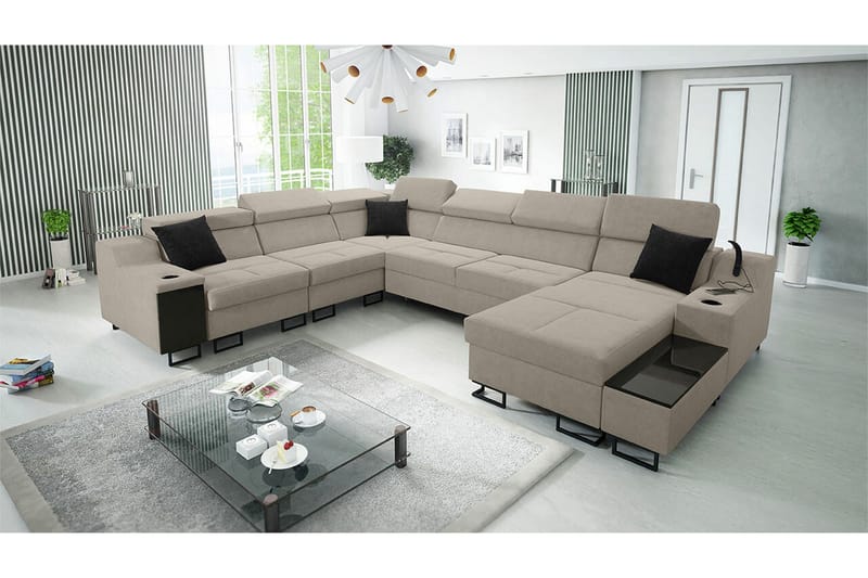 Galbally 5-sits Hörnsoffa NO_BRAND Beige - Möbler - Vardagsrum - Soffor - Hörnsoffor