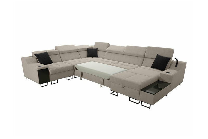 Galbally 5-sits Hörnsoffa NO_BRAND Black - Möbler - Vardagsrum - Bäddsoffor - Hörnbäddsoffa