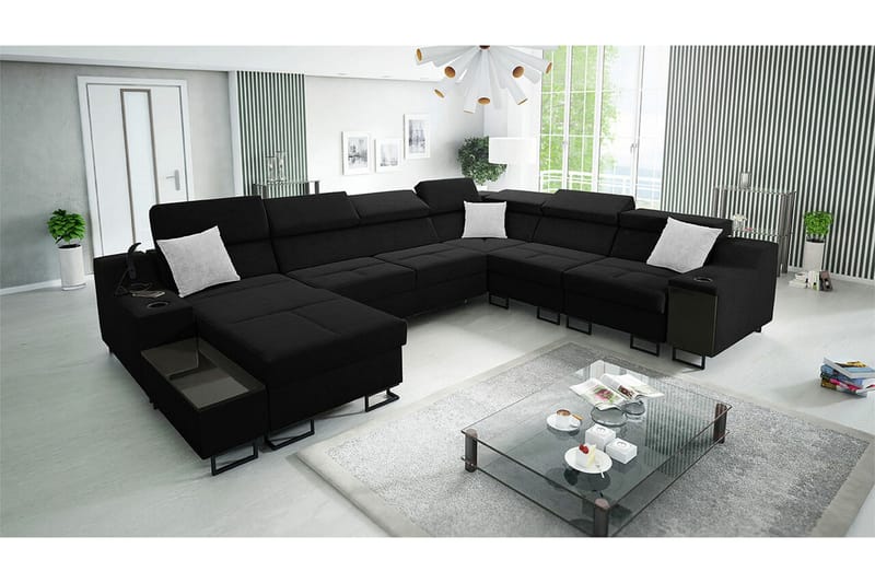 Galbally 5-sits Hörnsoffa NO_BRAND Black - Möbler - Vardagsrum - Bäddsoffor - Hörnbäddsoffa