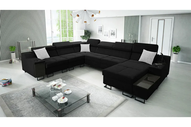 Galbally 5-sits Hörnsoffa NO_BRAND Black - Möbler - Vardagsrum - Soffor - Hörnsoffor