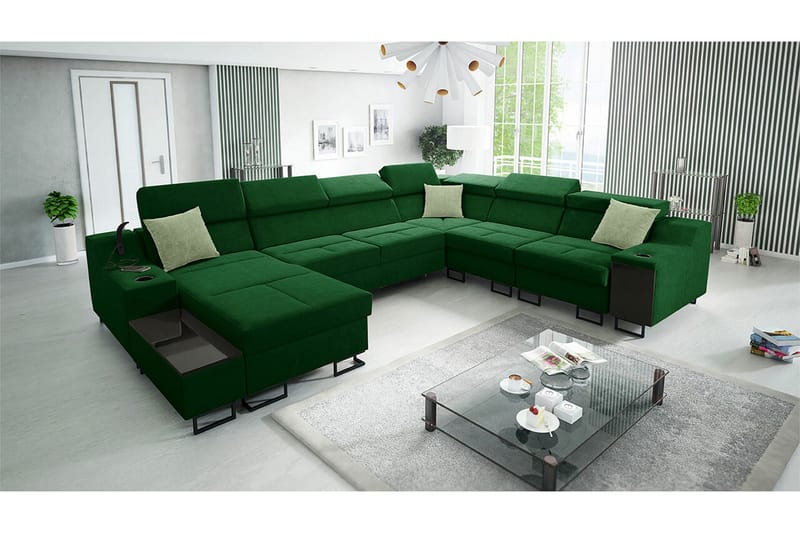Galbally 5-sits Hörnsoffa NO_BRAND Dark green - Möbler - Vardagsrum - Soffor - Hörnsoffor