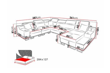 Galbally 5-sits Hörnsoffa - Möbler - Vardagsrum - Bäddsoffor - Hörnbäddsoffa