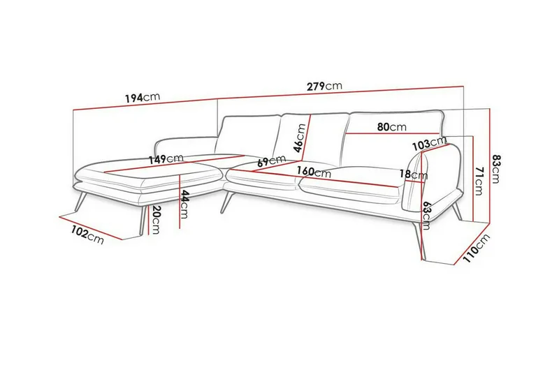 Graystone 3-sits Hörnsoffa Dark grey - Möbler - Vardagsrum - Soffor - Hörnsoffor