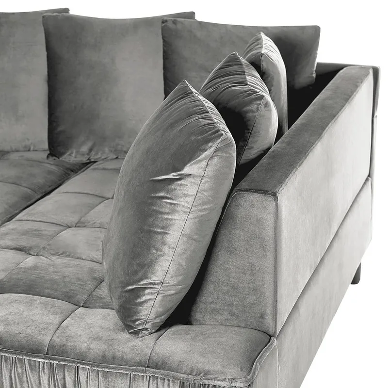 Hörnsoffa Grena - Grå, mörkt trä - Möbler - Vardagsrum - Soffor - Hörnsoffor