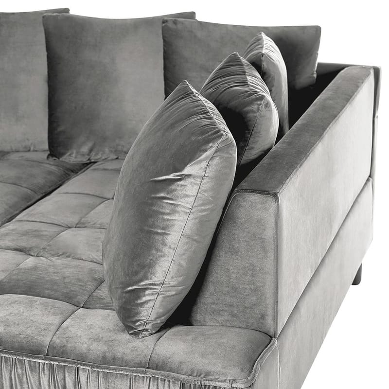 Hörnsoffa Grena - Grå, mörkt trä - Möbler - Vardagsrum - Soffor - Hörnsoffor