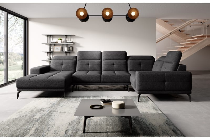 Hagglund Hörnsoffa m. Divan, Mörkgrå