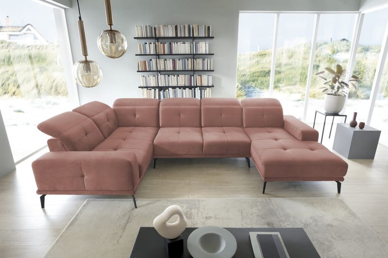 Hagglund Hörnsoffa m. Divan, Rosa