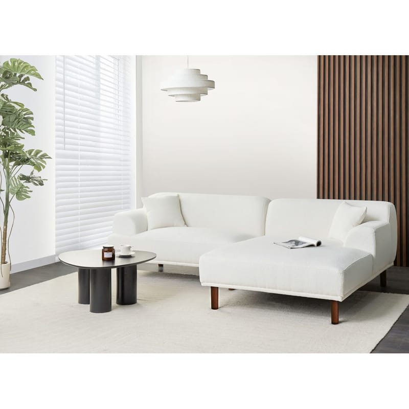 Hörnsoffa Holt - Vit, brun/Bouclé - Möbler - Vardagsrum - Soffor - Hörnsoffor