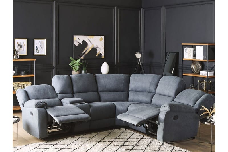 Hörnsoffa 5-sits justerbar grå ROKKE - Grå - Möbler - Vardagsrum - Soffor - Reclinersoffor & Biosoffor