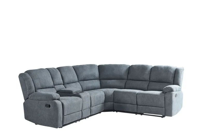 Hörnsoffa 5-sits justerbar grå ROKKE, Grå