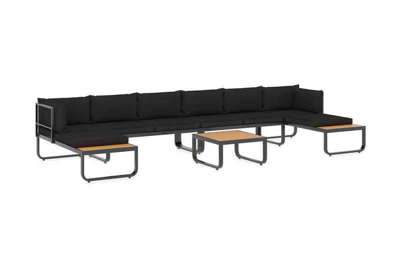 Hörnsoffa Utomhus set med dynor 5 delar aluminium och WPC - Grå - Utemöbler - Utesoffor & bänkar - Loungesoffa