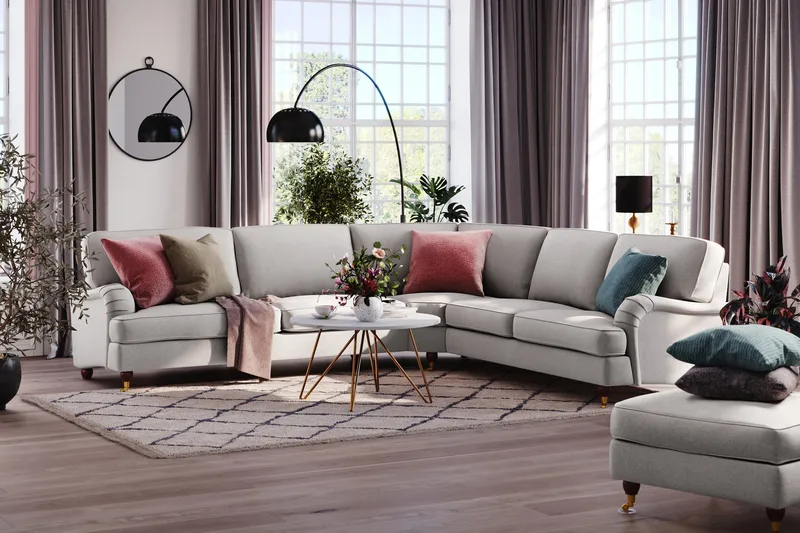 Howard Lyx 6-sits Högervänd L-formad Hörnsoffa i Tyg - Ljusgrå - Möbler - Vardagsrum - Soffor - Hörnsoffor