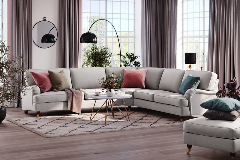 Howard Lyx 6-sits Högervänd L-formad Hörnsoffa i Tyg - Ljusgrå - Möbler - Vardagsrum - Soffor - Hörnsoffor