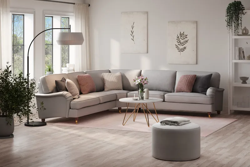 Howard Lyx 6-sits Högervänd L-formad Hörnsoffa i Tyg - Ljusgrå - Möbler - Vardagsrum - Soffor - Hörnsoffor