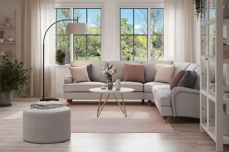 Howard Lyx 6-sits Högervänd L-formad Hörnsoffa i Tyg - Ljusgrå - Möbler - Vardagsrum - Soffor - Hörnsoffor