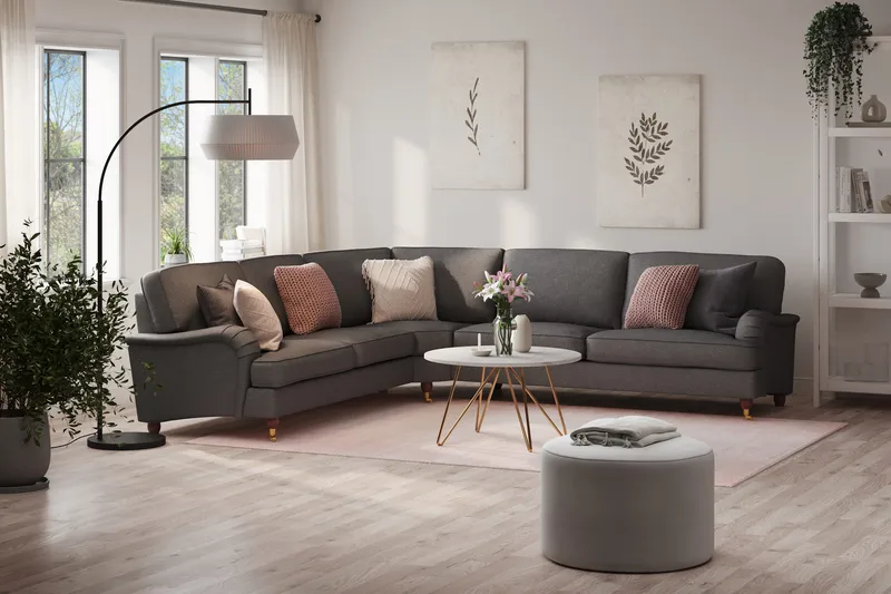 Howard Lyx 6-sits Högervänd L-formad Hörnsoffa i Tyg - Mörkgrå - Möbler - Vardagsrum - Soffor - Hörnsoffor