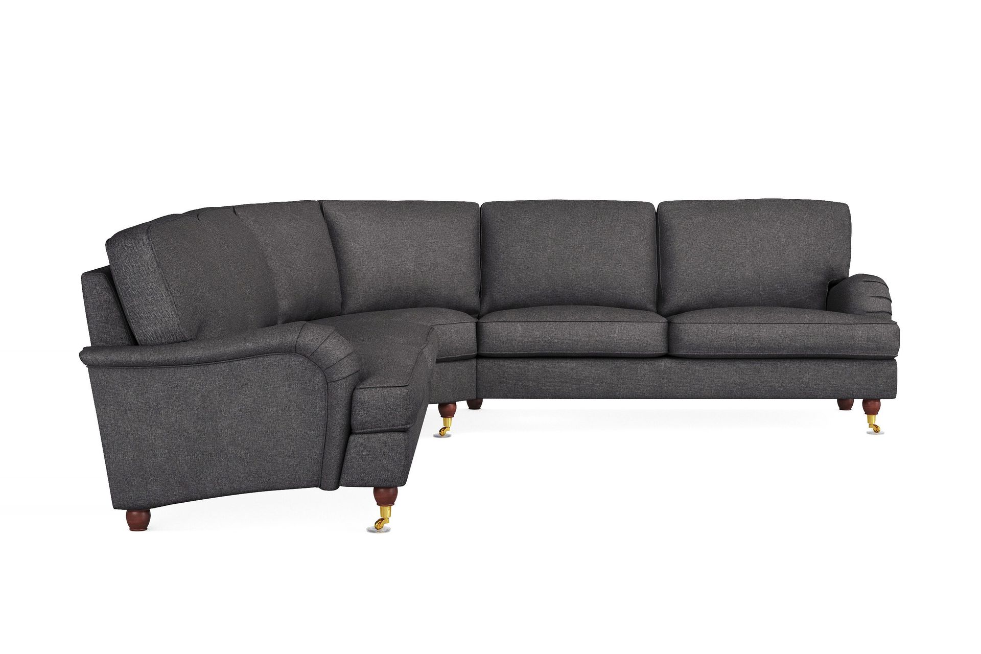 howard lyx 6-sits högervänd l-formad hörnsoffa i tyg - mörkgrå