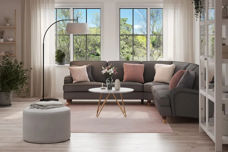 Howard Lyx 6-sits Högervänd L-formad Hörnsoffa i Tyg - Mörkgrå - Möbler - Vardagsrum - Soffor - Hörnsoffor