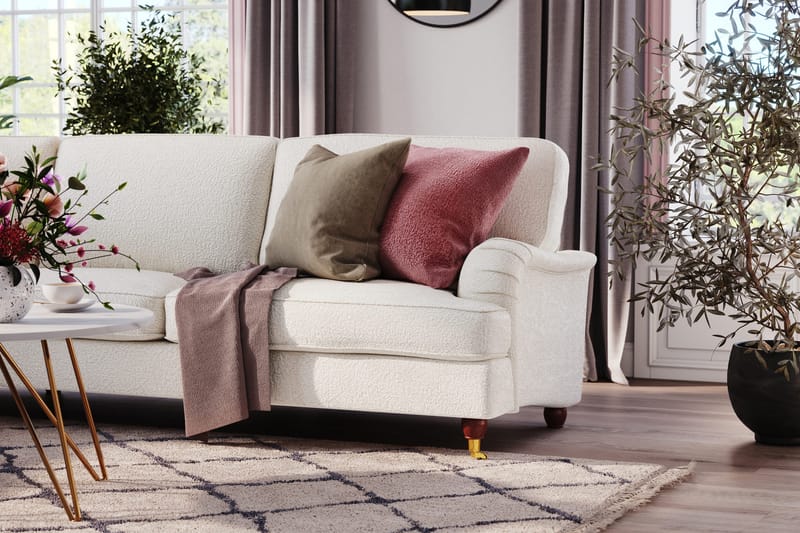 Howard Lyx 6-sits Vänstervänd L-formad Hörnsoffa i Bouclé - Vit - Möbler - Vardagsrum - Soffor - Hörnsoffor