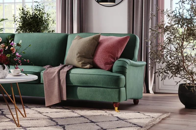 Howard Lyx 6-sits Vänstervänd L-formad Hörnsoffa i Sammet - Mörkgrön - Möbler - Vardagsrum - Soffor - Hörnsoffor