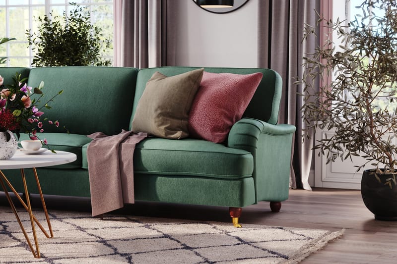 Howard Lyx 6-sits Vänstervänd L-formad Hörnsoffa i Sammet - Mörkgrön - Möbler - Vardagsrum - Soffor - Hörnsoffor