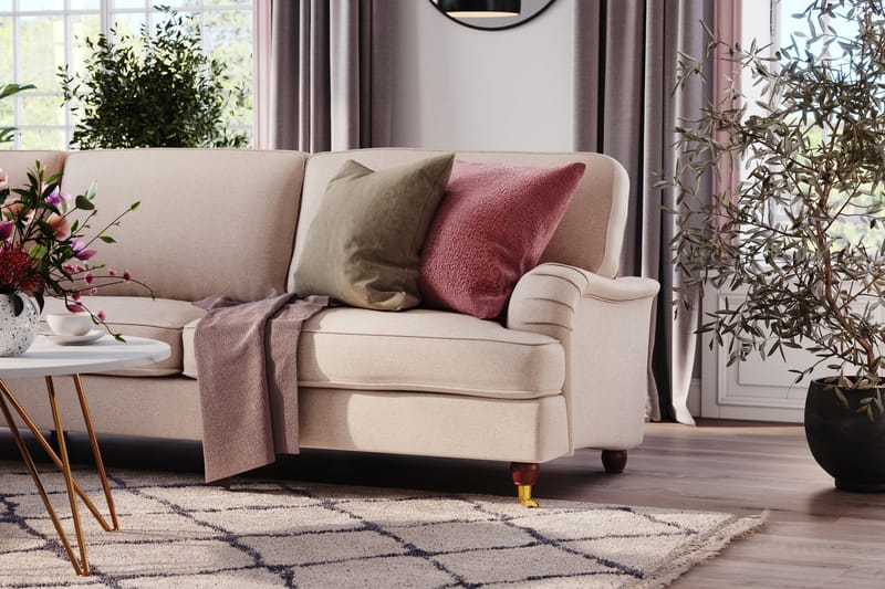 Howard Lyx 6-sits Vänstervänd L-formad Hörnsoffa i Tyg - Beige - Möbler - Vardagsrum - Soffor - Hörnsoffor