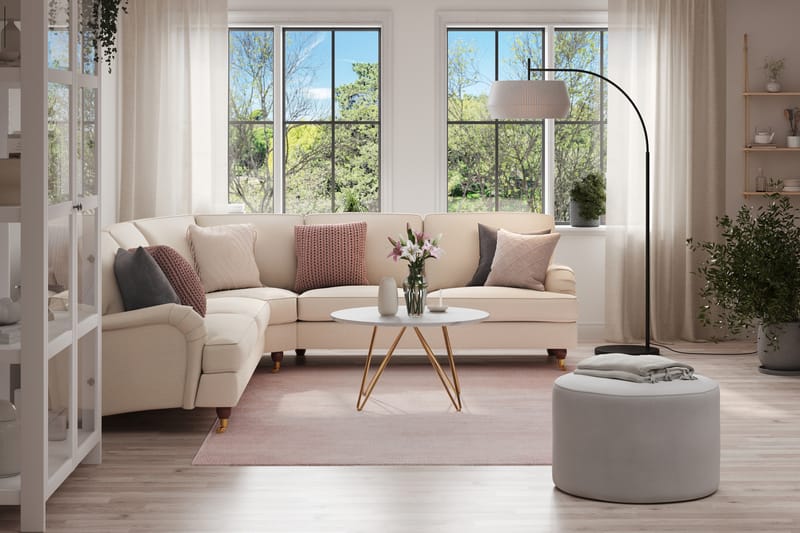 Howard Lyx 6-sits Vänstervänd L-formad Hörnsoffa i Tyg - Beige - Möbler - Vardagsrum - Soffor - Hörnsoffor