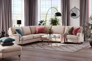 Howard Lyx 6-sits Vänstervänd L-formad Hörnsoffa i Tyg - Beige - Möbler - Vardagsrum - Soffor - Hörnsoffor