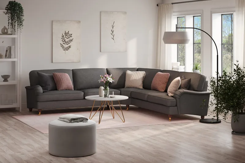 Howard Lyx 6-sits Vänstervänd L-formad Hörnsoffa i Tyg - Mörkgrå - Möbler - Vardagsrum - Soffor - Hörnsoffor